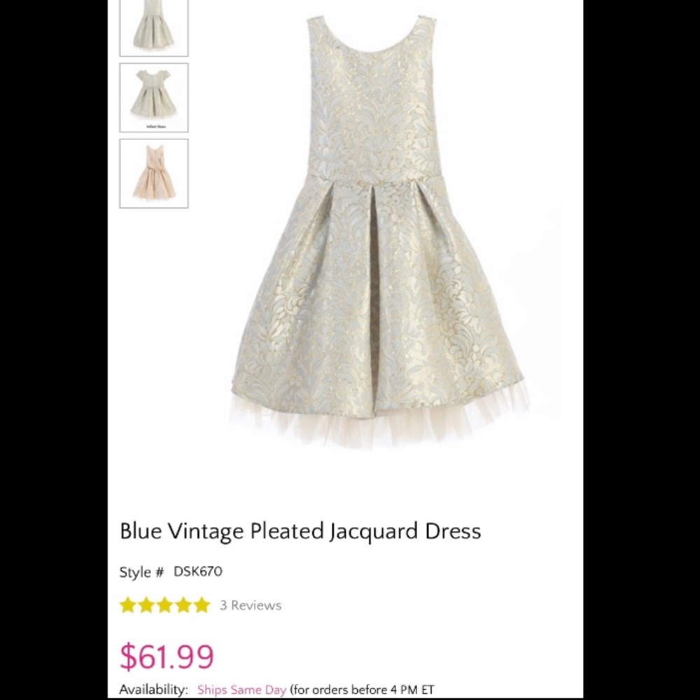 Sweet Kid’s blue vintage pleated jacquard dress.